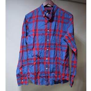 J.Crew Men’s Medium Blue Red Plaid Cotton Button Down Shirt
